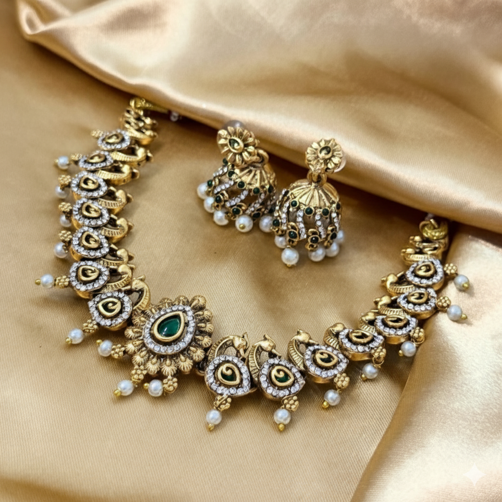 Peacock Haaram & Jhumki Set