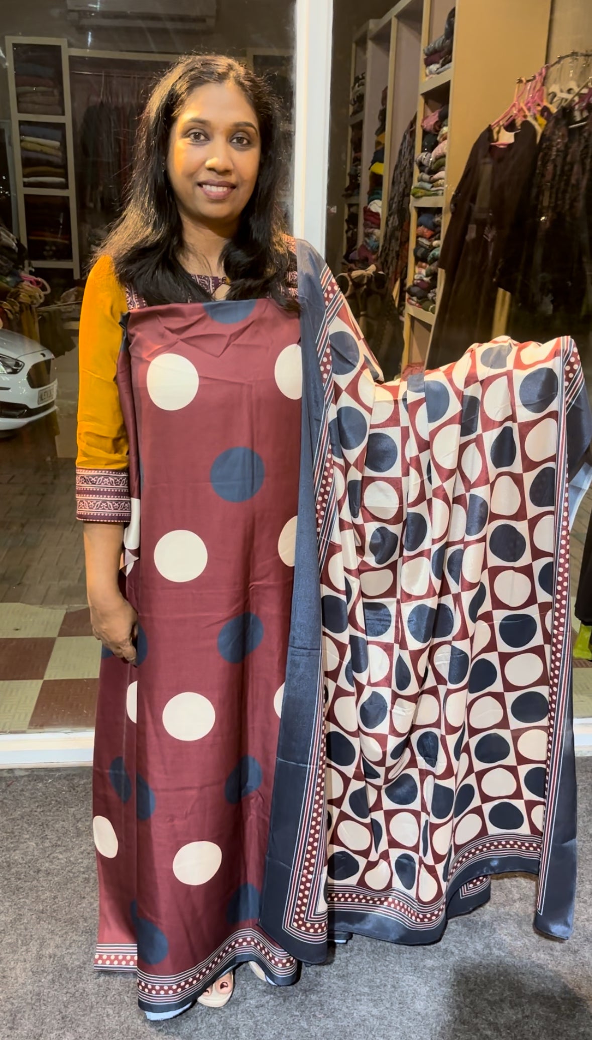 Maanvi Semi Modal Silk Unstitched Salwar Suit with Pant & Flowing Printed Dupatta | MA-2113