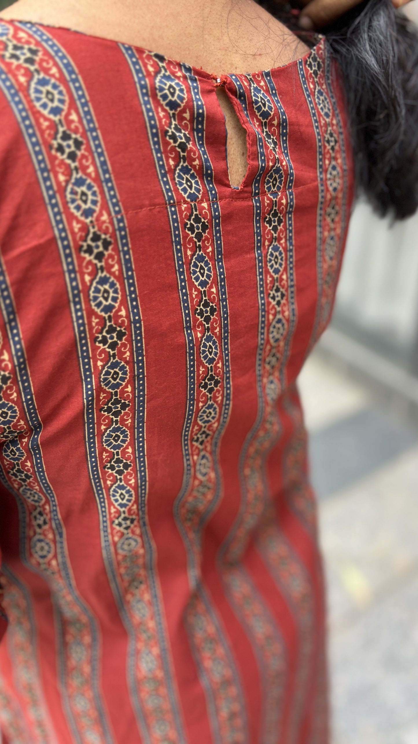 Maanvi Cotton A-Line Kurti with Sequin Work & Tassel Detail | Boat Neck | MA-2053