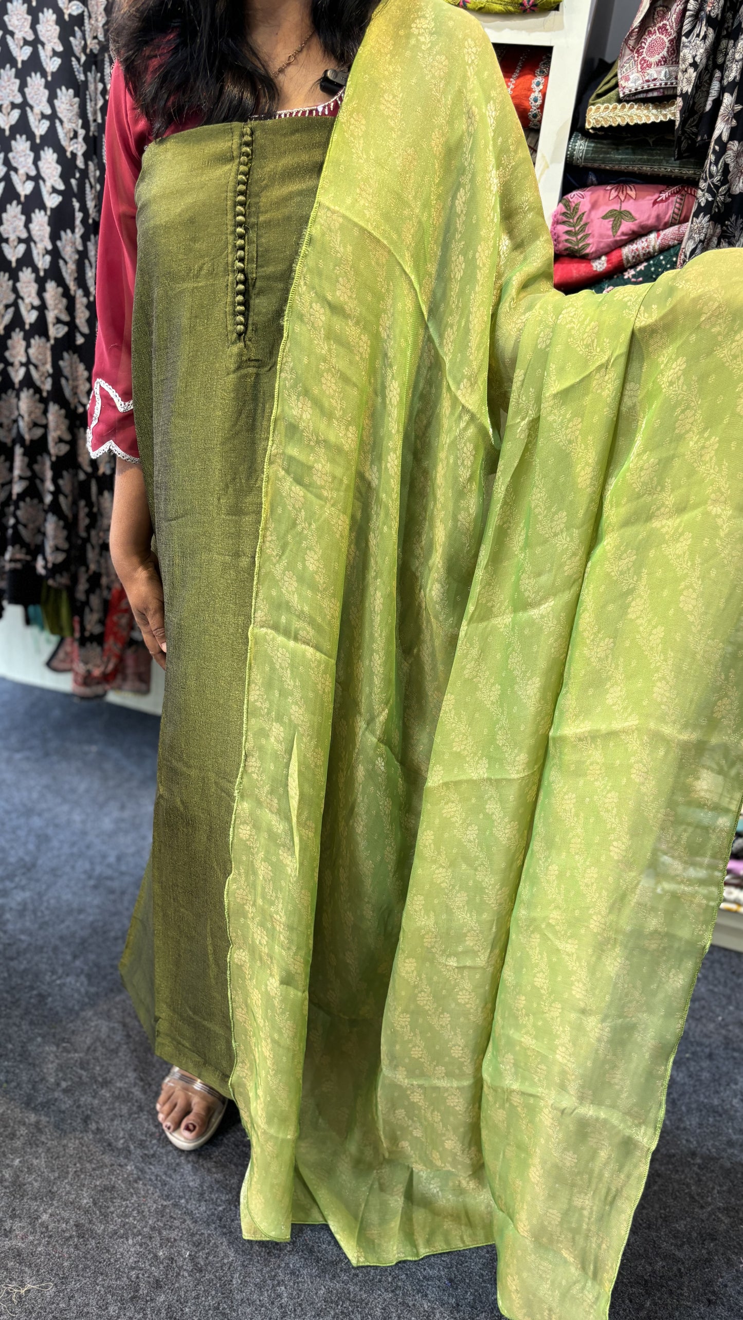 Maanvi Vichitra Silk Unstitched Salwar Suit with Pant & Banarasi Dupatta | MA-2103