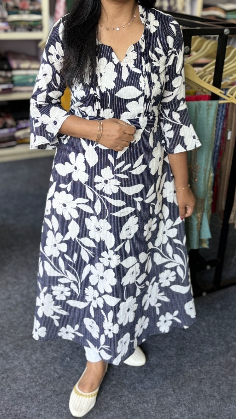 Jaipur Cotton A-Line Kurti with Pintuck (Pitex) Chest Work