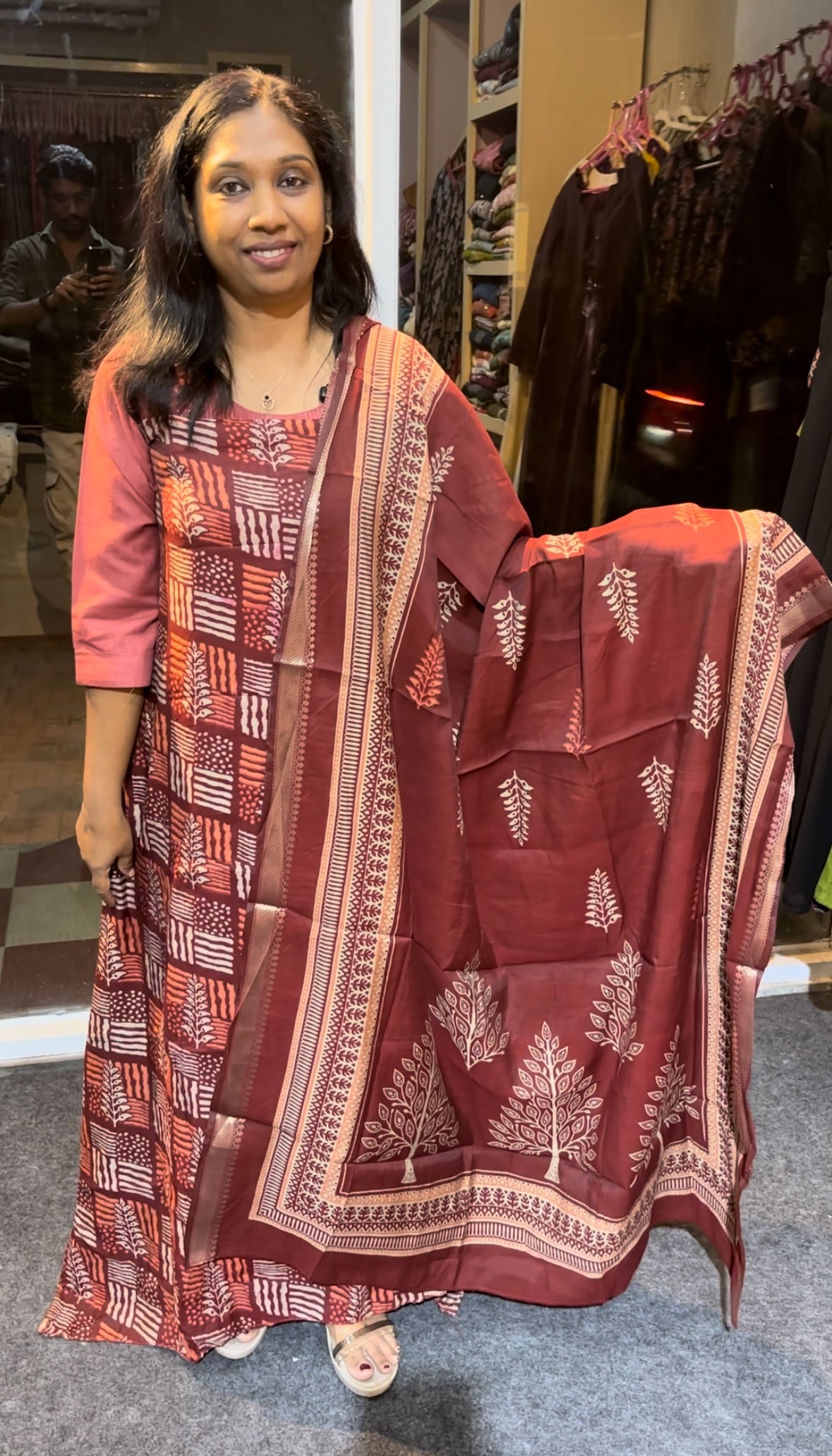 Maanvi Semi Modal Silk Unstitched Salwar Suit with Pant & Zari Border | Printed Dupatta | MA-2112