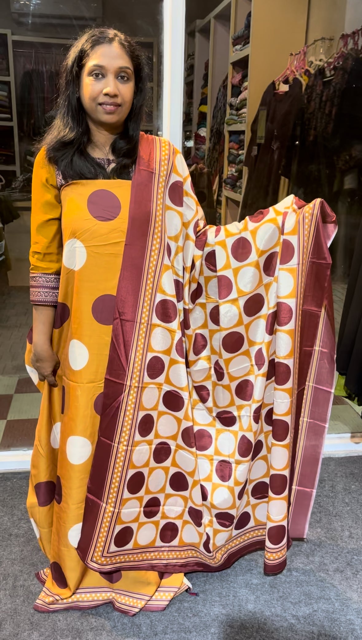 Maanvi Semi Modal Silk Unstitched Salwar Suit with Pant & Flowing Printed Dupatta | MA-2113
