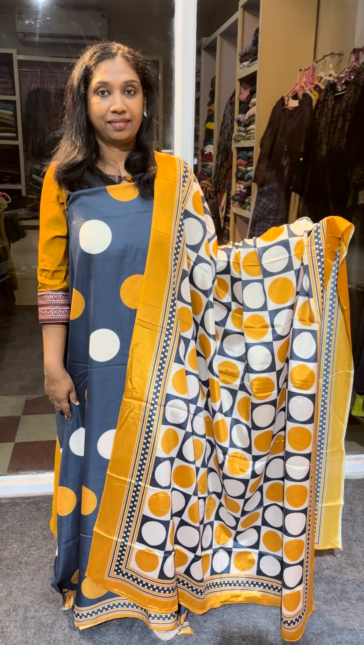 Maanvi Semi Modal Silk Unstitched Salwar Suit with Pant & Flowing Printed Dupatta | MA-2113