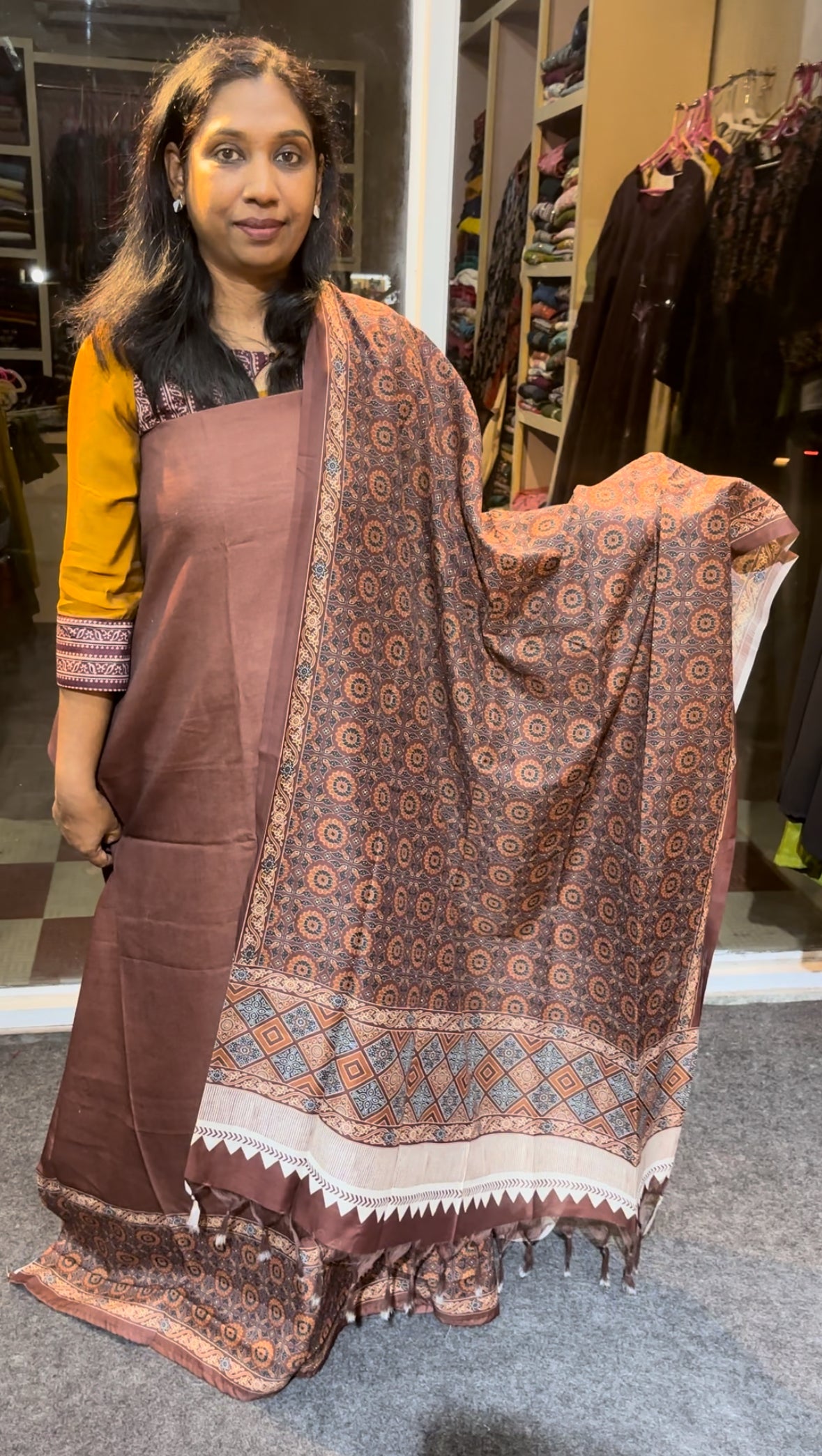 Maanvi Semi Linen Unstitched Salwar Suit with Shanton Pant & Printed Tassel Dupatta | MA-2115