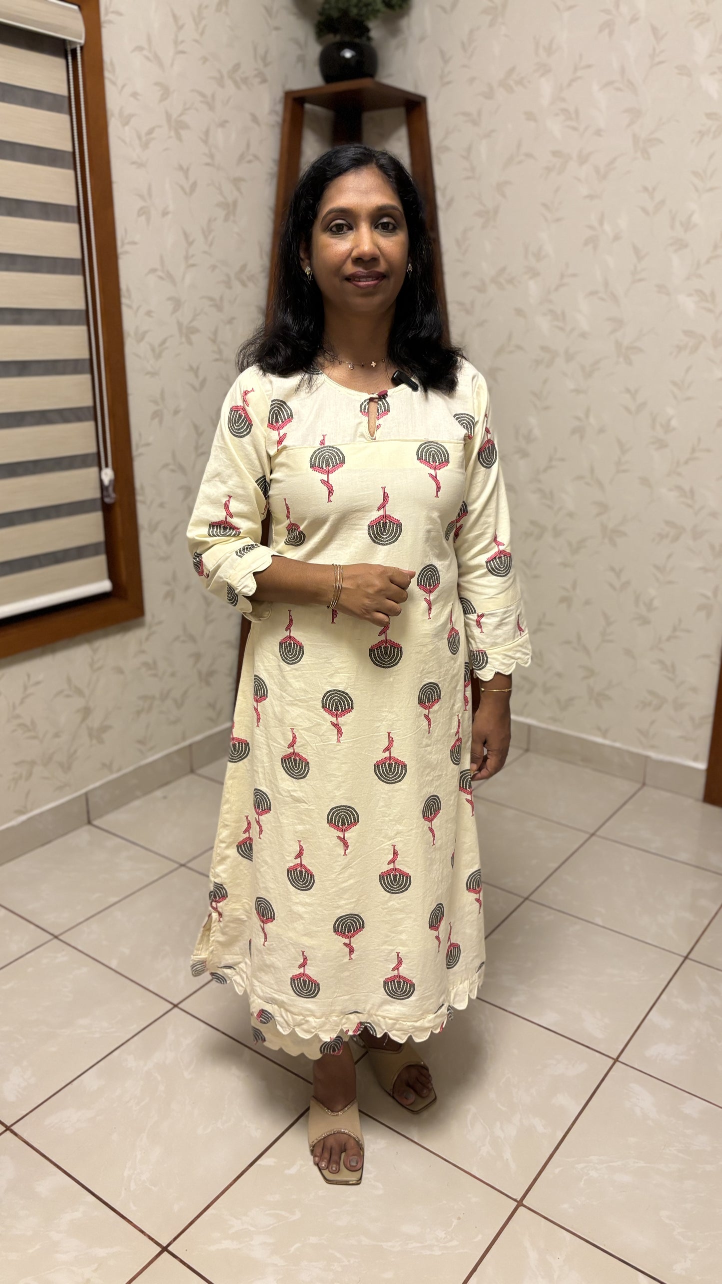 Maanvi Pure Cotton A-Line Co-ord Set with Scallop Work Detail | Semi Palazzo Set | MA-2028