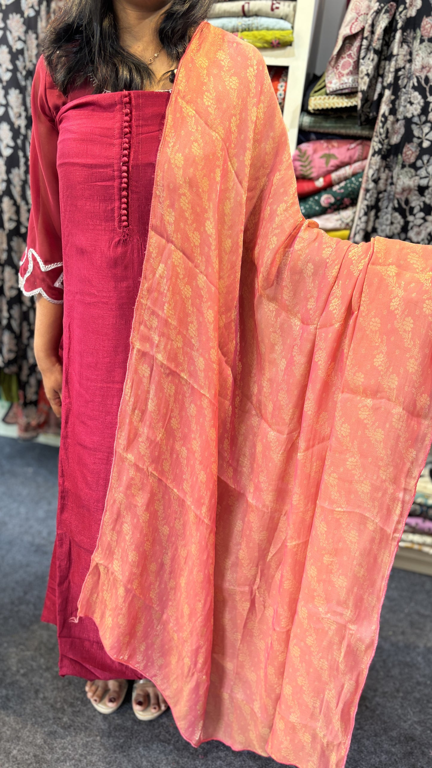Maanvi Vichitra Silk Unstitched Salwar Suit with Pant & Banarasi Dupatta | MA-2103