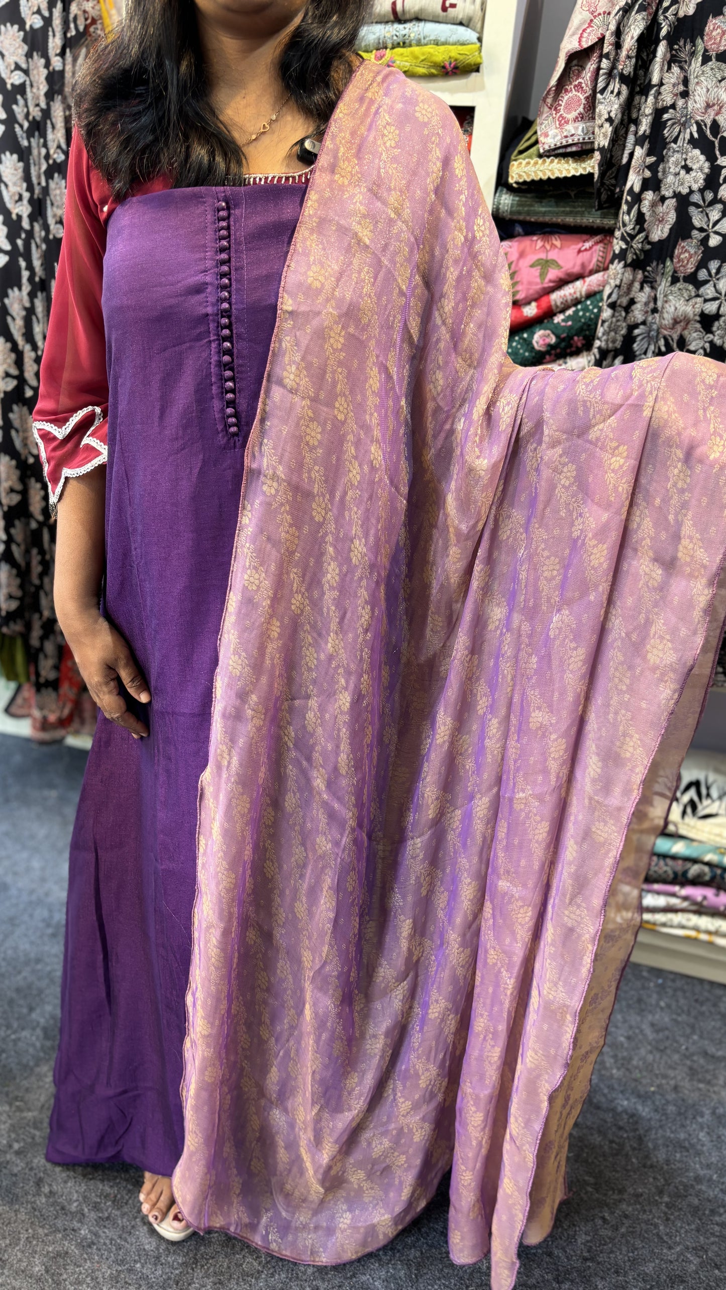 Maanvi Vichitra Silk Unstitched Salwar Suit with Pant & Banarasi Dupatta | MA-2103