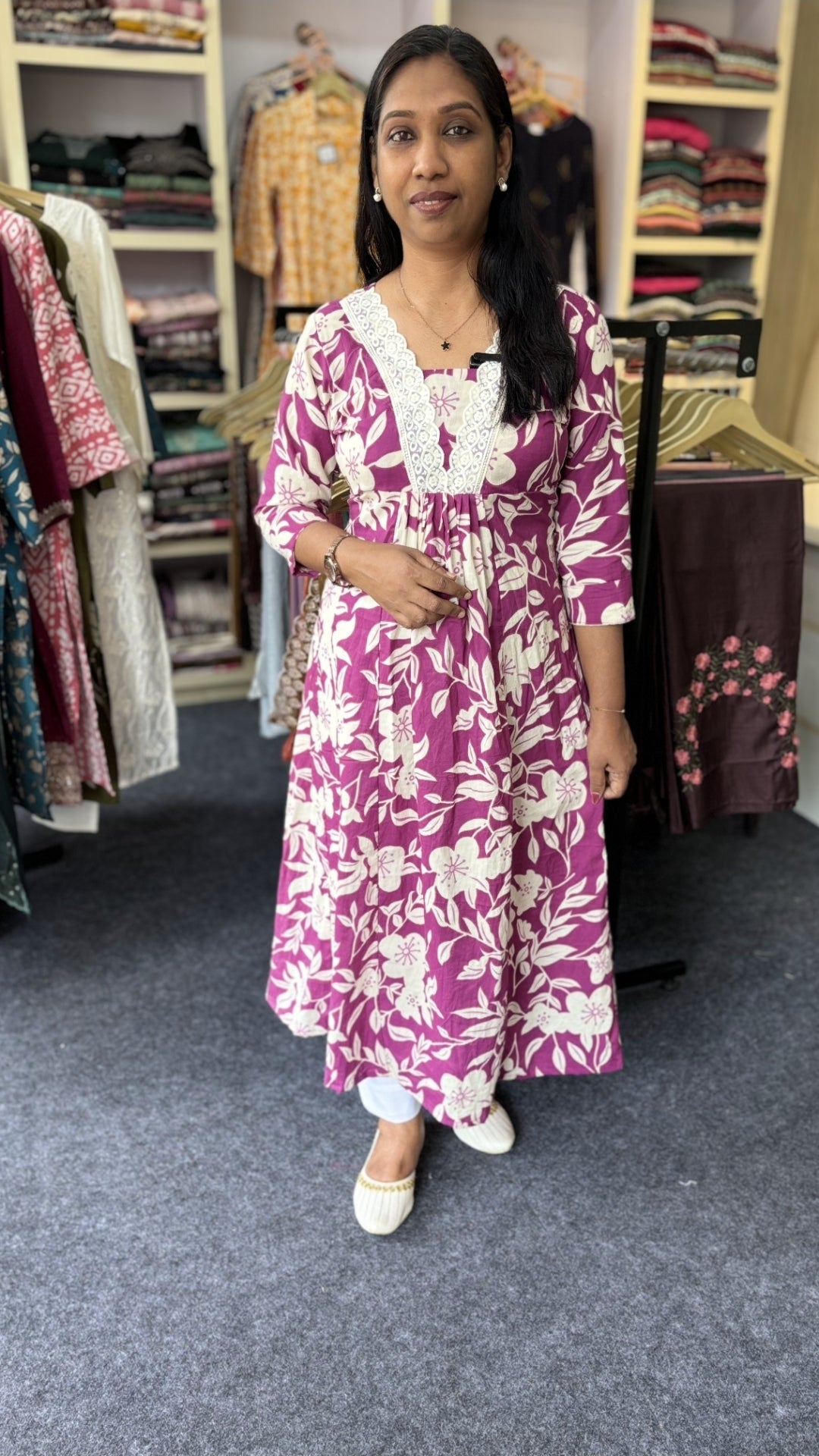 Maanvi In-House Jaipur Cotton Kurti – Elegant Floral Print | Soft & Breathable Everyday Wear