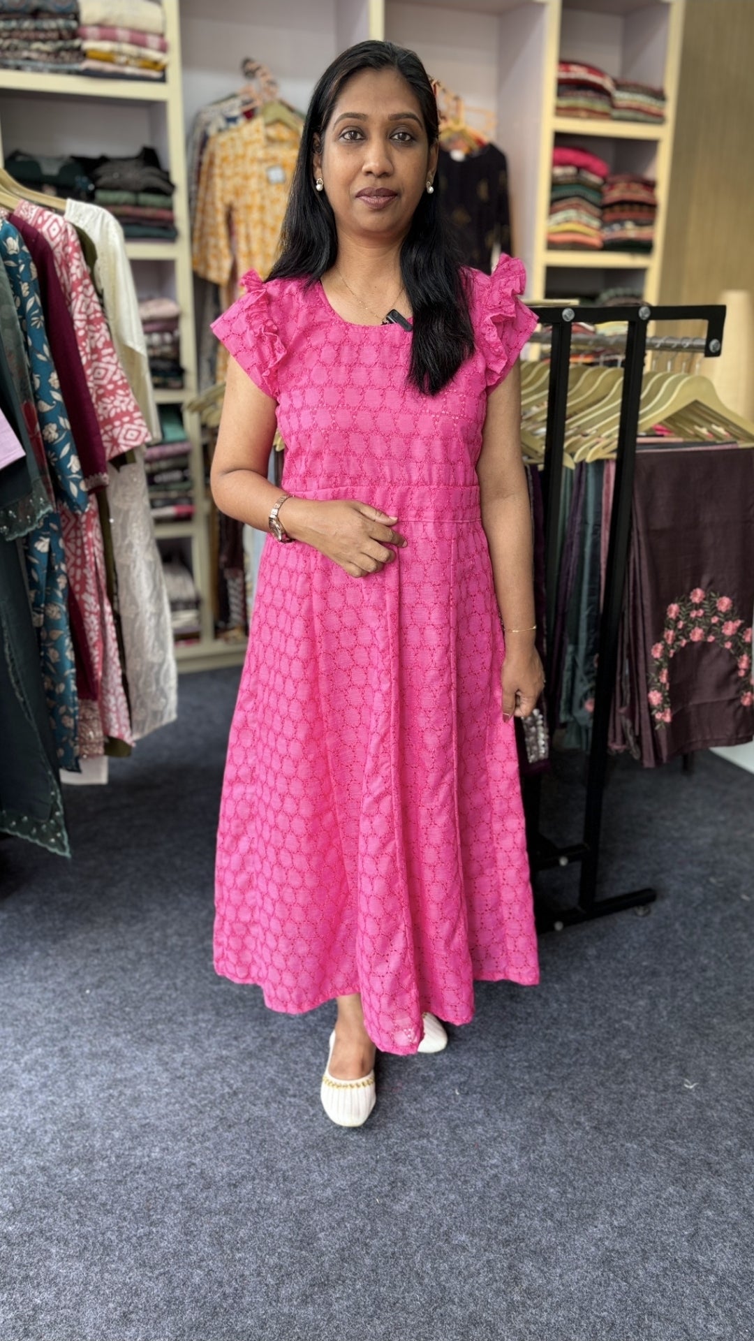 In-House Haqoba Cotton Frock with Balloon Puff Sleeves & Panel Cut | Restocked